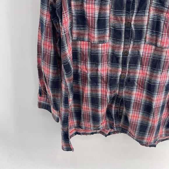 Free People Little Bit of Sugar flannel sequin long sleeve button up shirt sz L - Picture 3 of 7